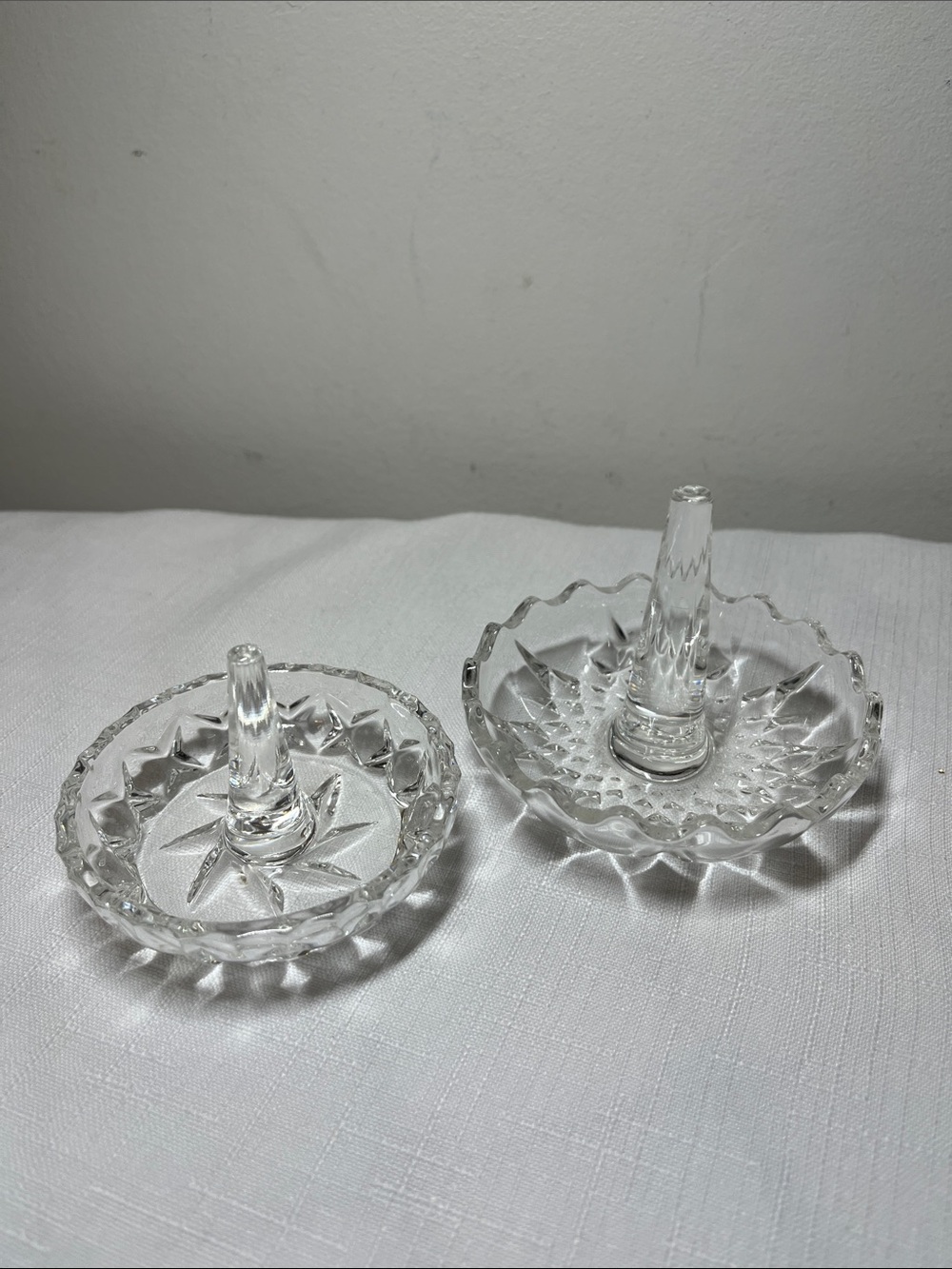 Vintage Clear Glass Ring / Trinket Holder Dishes - Set of 2